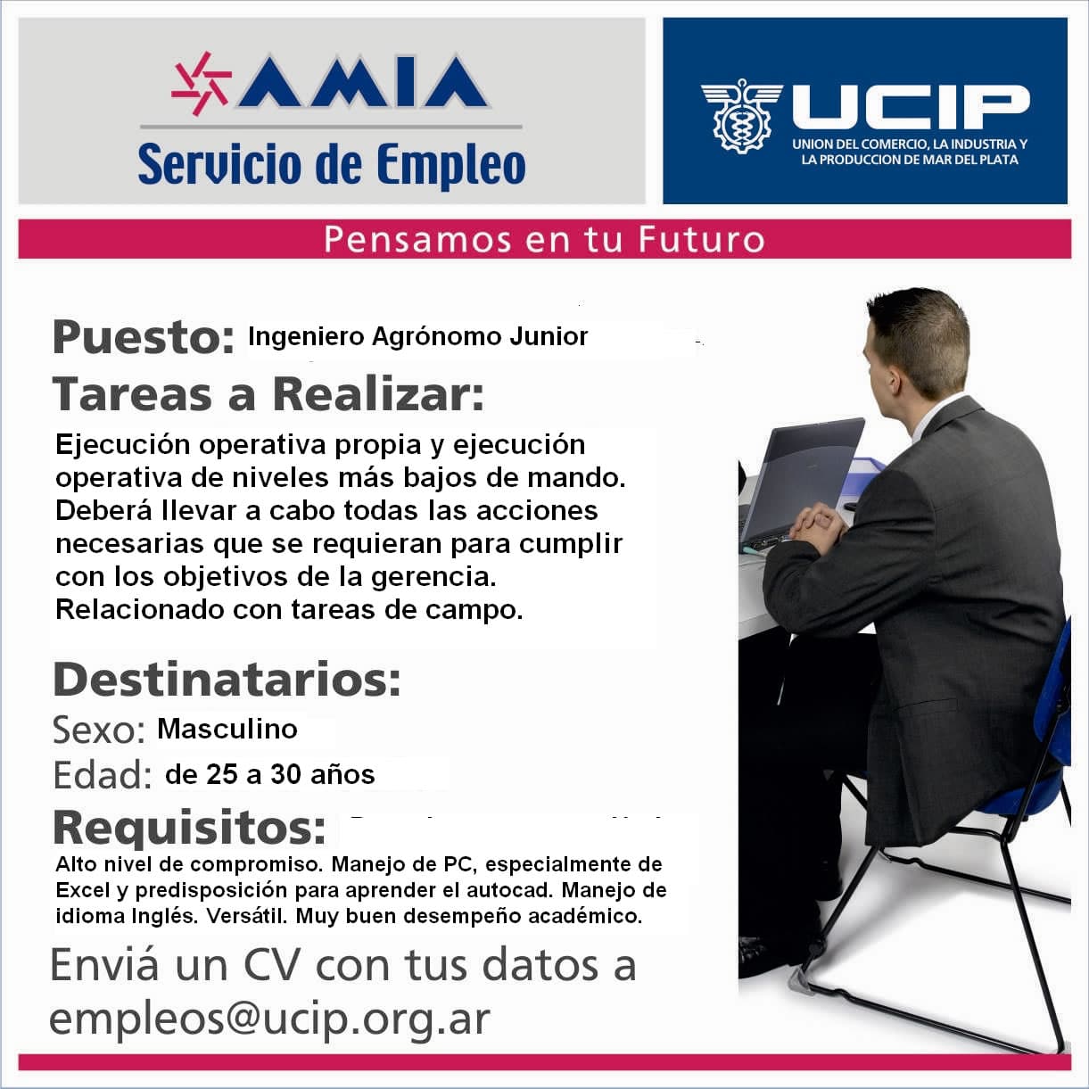 Servicio de Empleo – Se busca Ingeniero Agrónomo Junior
