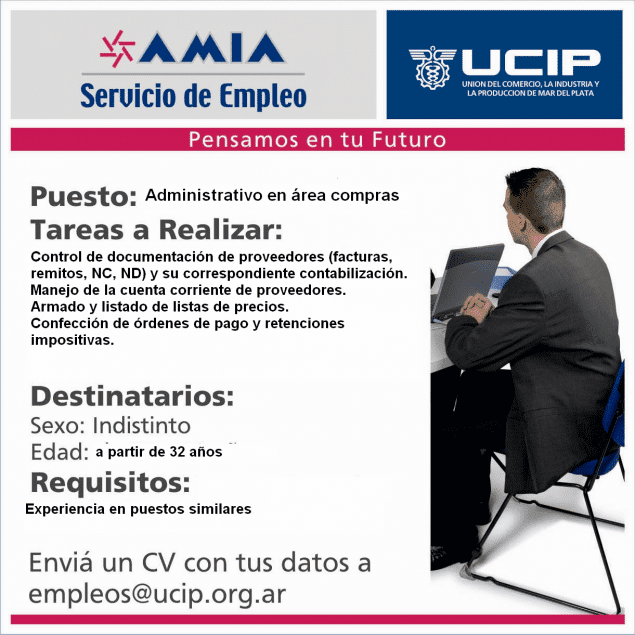 Servicio de Empleo- Se busca ADMINISTRATIVO EN EL ÁREA DE COMPRAS