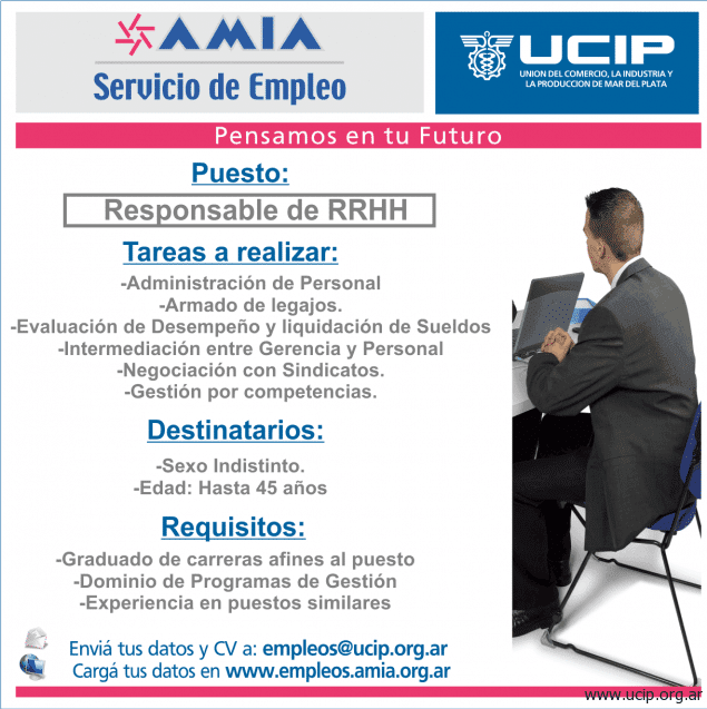 BÚSQUEDA LABORAL: Se busca RESPONSABLE DE RRHH.