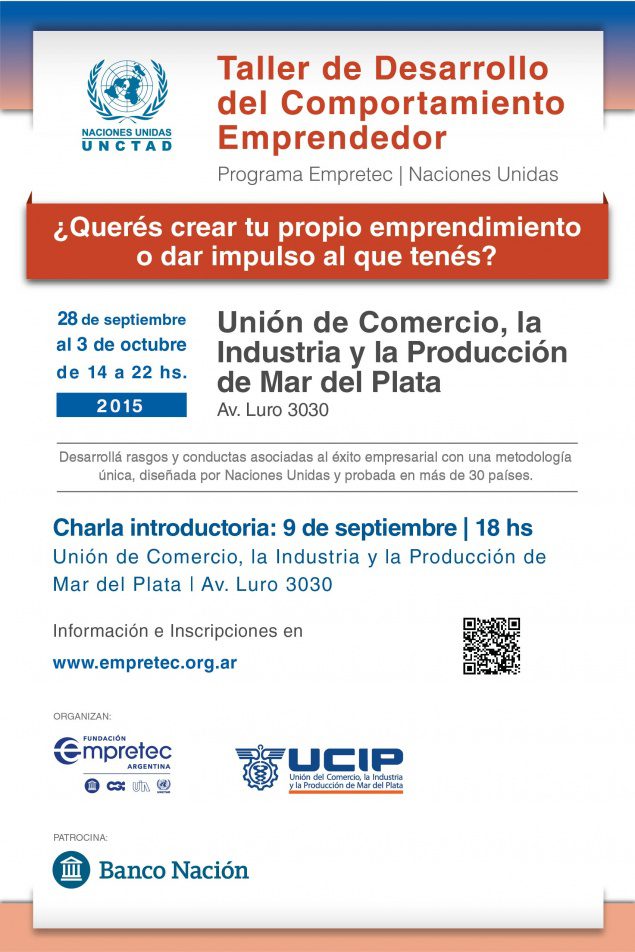 EMPRETEC dictará un Taller de Desarrollo del Comportamiento Emprendedor en UCIP