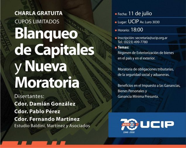 Charla gratuita de blanqueo de capitales y nueva moratoria