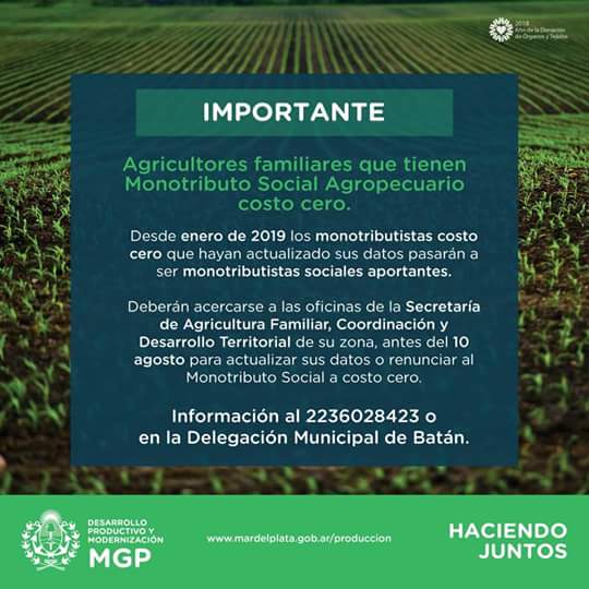 Cambios en le monotributo social agropecuario