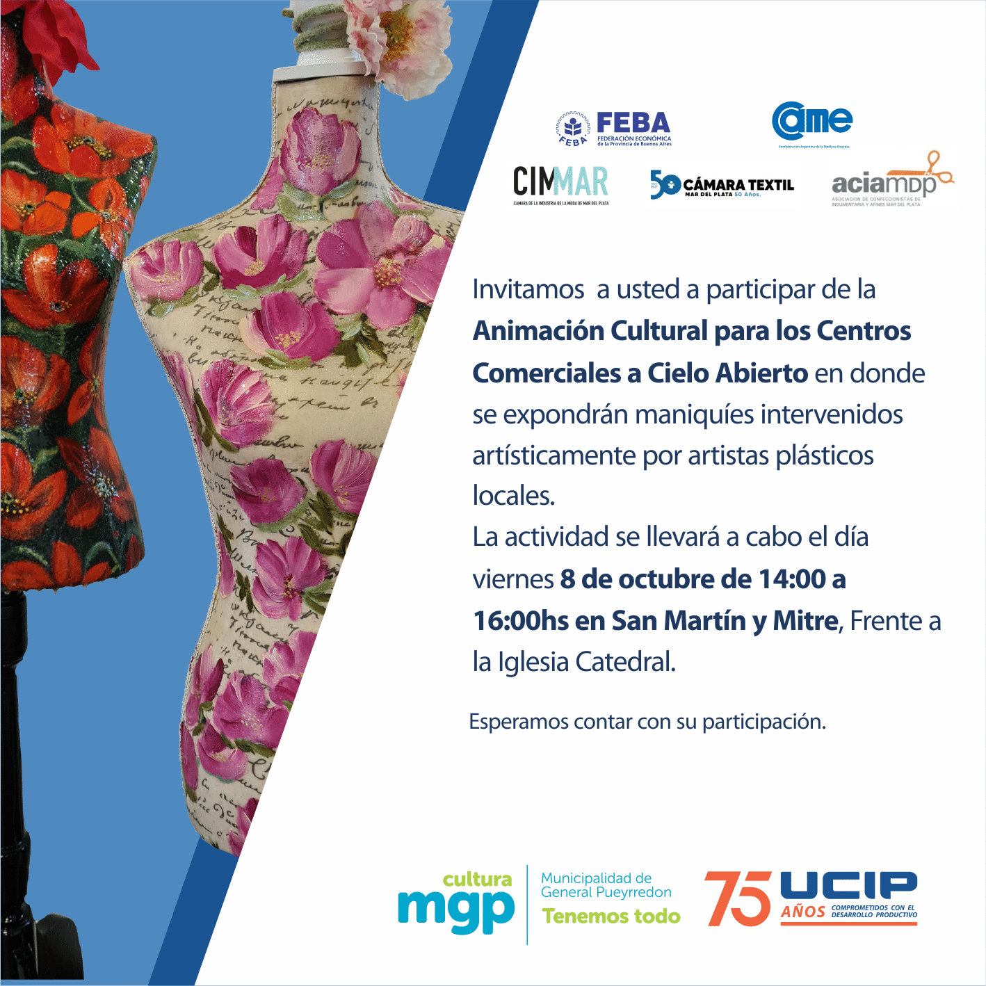 Exposición de maniquíes intervenidos por artistas locales