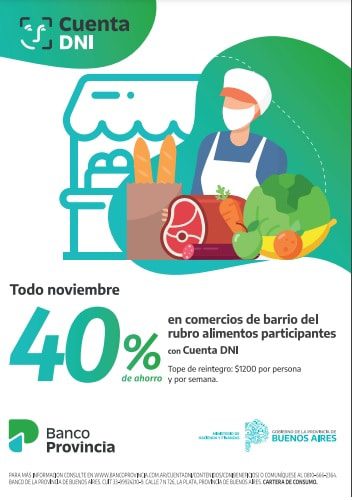 Promoción Noviembre de Banco Provincia, “COMERCIOS DE CERCANÍA”, rubro alimentos