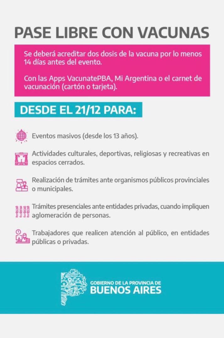 Se necesitará “Pase libre con vacuna” para asistir a eventos masivos