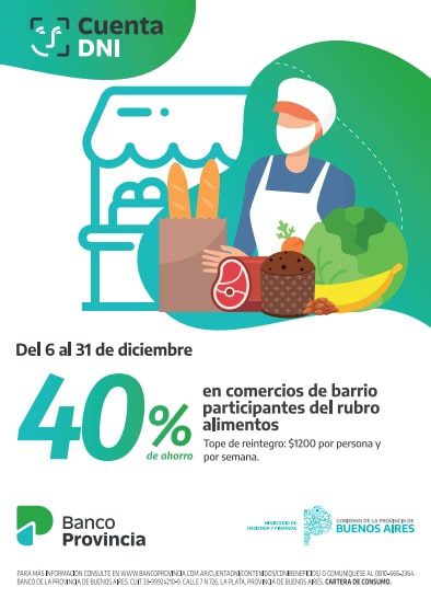 Rubro Alimentos: Se renueva la promoción con Cuenta DNI de Banco Provincia