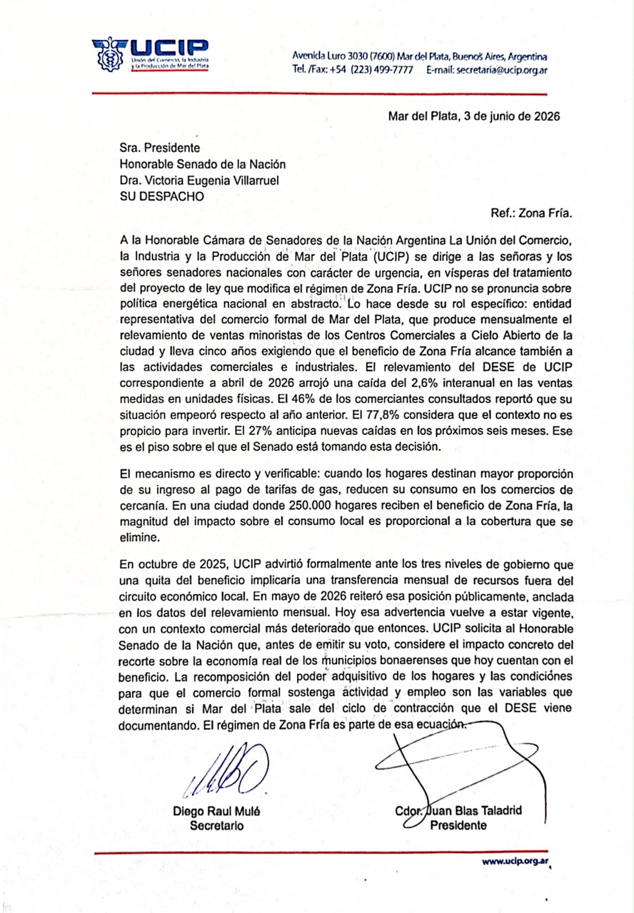 UCIP presentó nota formal en el Senado de la Nación